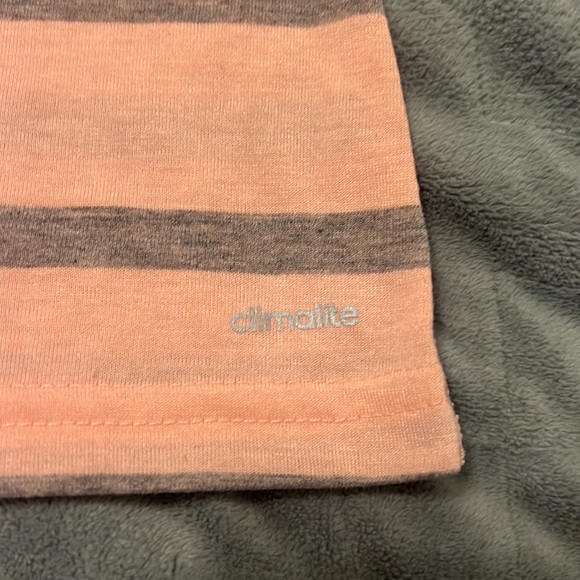 NWOT Adidas Short-Sleeve T-Shirt, Peach with Gray Stripes, Size XS - Picture 5 of 8